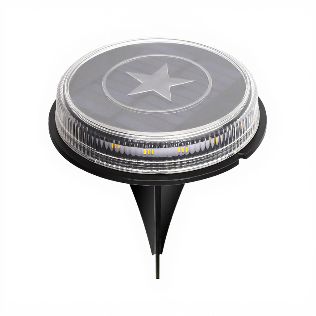 Aigostar Lampe Solaire Ronde Noir, Lumière Chaude, IP66, Panneau Solaire 0,6 W