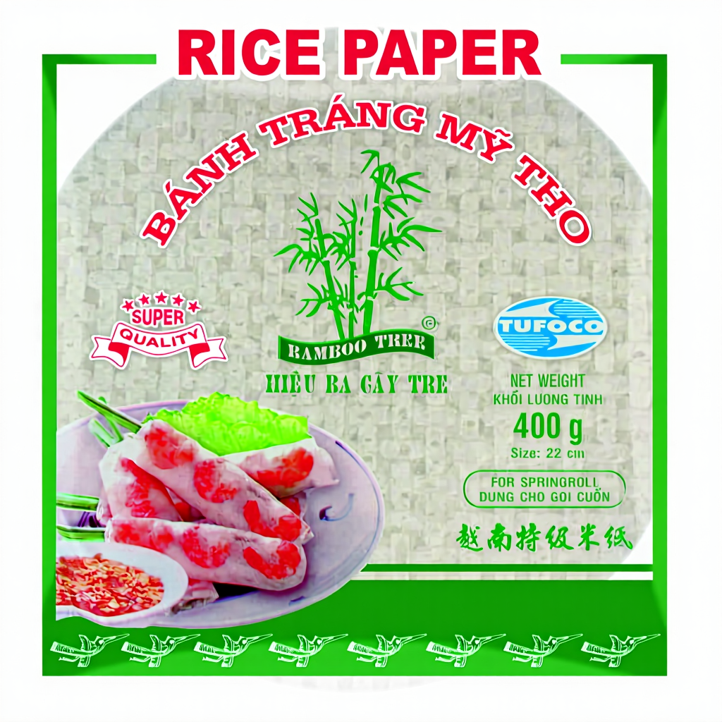 Bamboo Tree Feuilles de riz vietnamiennes pour rouleaux de printemps - 22 cm 400 g