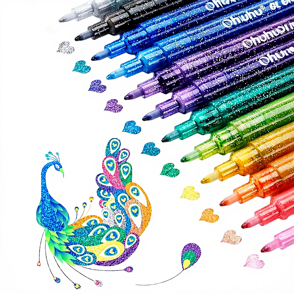 Ohuhu Leahi Stylos à encre gel colorée - Lot de 12 stylos à encre blanche opaque pointe extra fine pour surlignage, Art sur papier noir, Dessin, Croquis, Création d’albums, Illustration