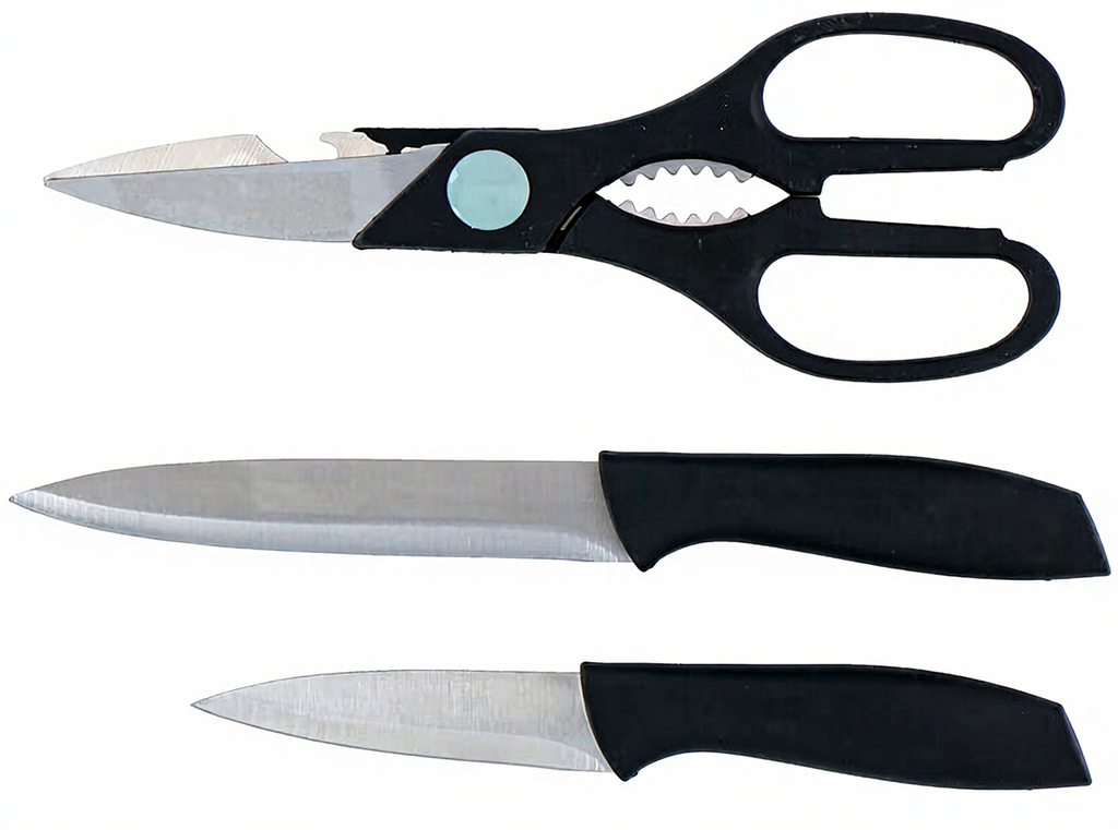 Alpina Ensemble de couteaux de cuisine et de paire de ciseaux - 3 pièces