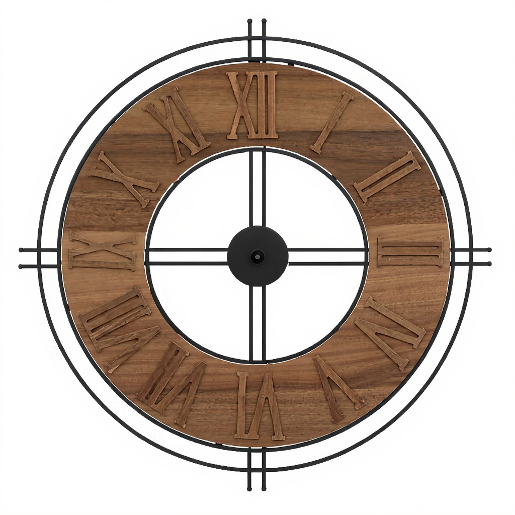 Atmosphera Horloge Dorian diamètre 65 cm bois et métal