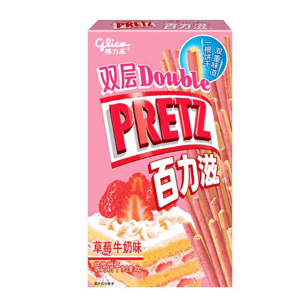 Glico Pretz Bâtonnets biscuits saveur lait à la fraise 45 g