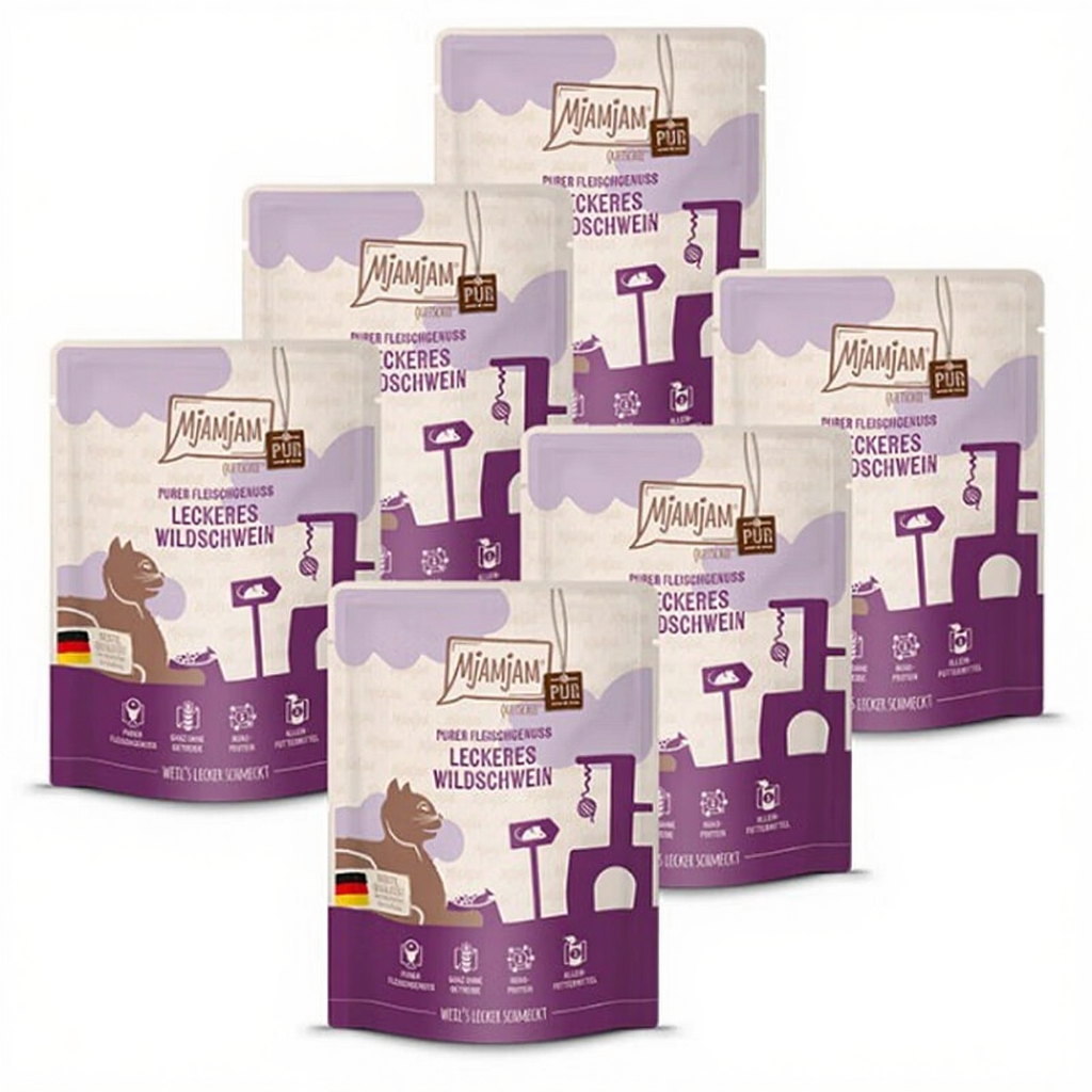 [Peut être servi frais pour l'été] MjAMjAM Quetschie Pur Nourriture humide pour chat Sanglier 300 g x 6