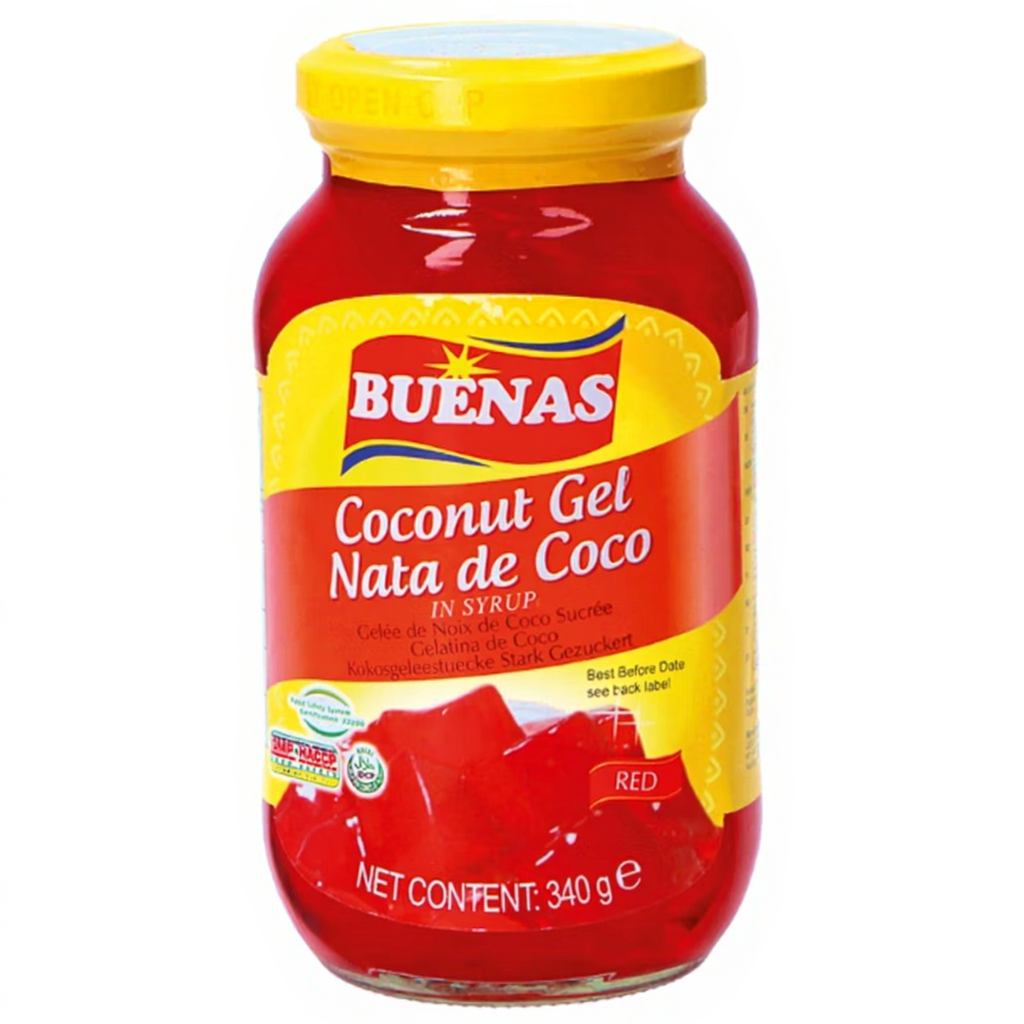 BUENAS Gelée de Coco Rouge (Nata de Coco) 340 g