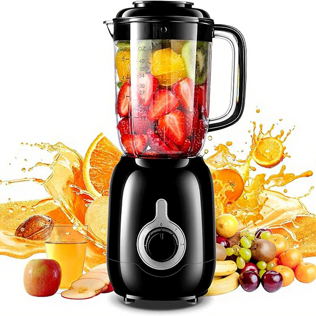 Bear LLJ-B12K1 mixeur de table 1,2 L 500 W - 2 vitesses + fonction impulsion - 4 lames en acier inoxydable