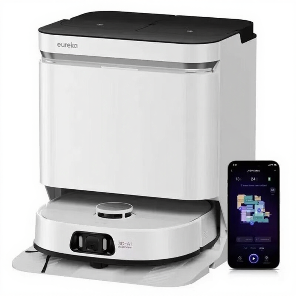 Eureka J15 Pro Ultra Aspirateur Robot avec Fonction Lavage, 16200 Pa, Technologie Anti-Emmêlement, Détection de Liquide & Levage de Brosse, Nettoyage à l'Eau Chaude 75 °C, Auto-Nettoyage