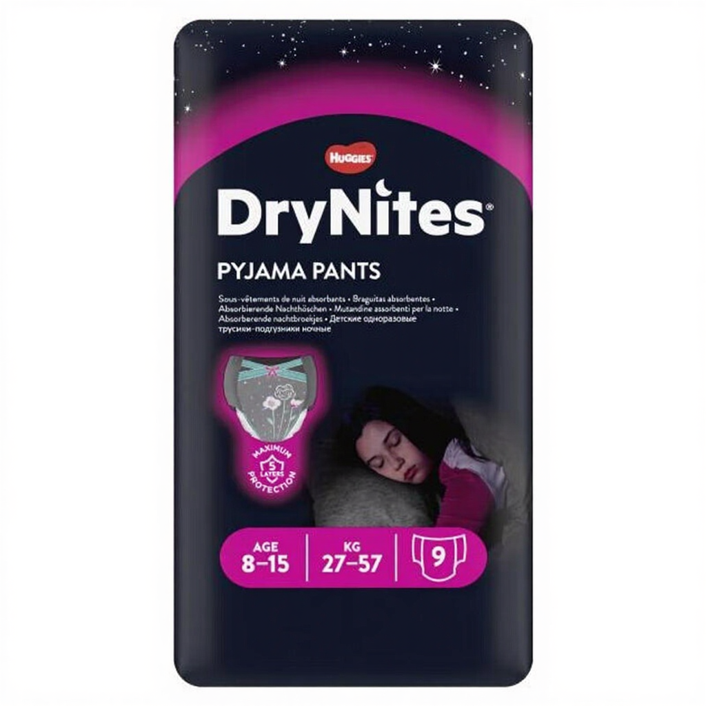 HUGGIES DryNites Pyjama-Culottes Fille 8–13 ans (27–57 kg) x9