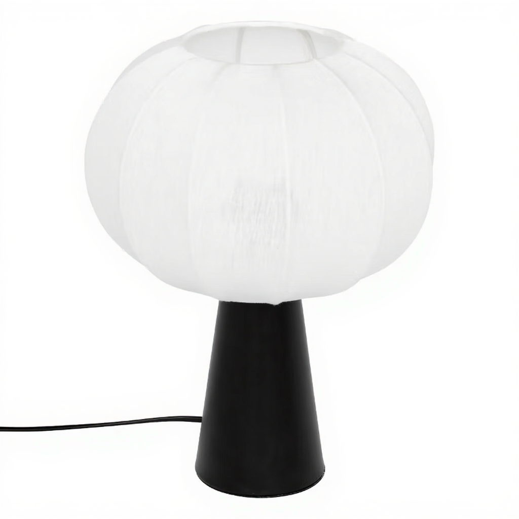 Atmosphera Tobie Lampe de table en métal et coton noir et blanc - Hauteur 33 cm