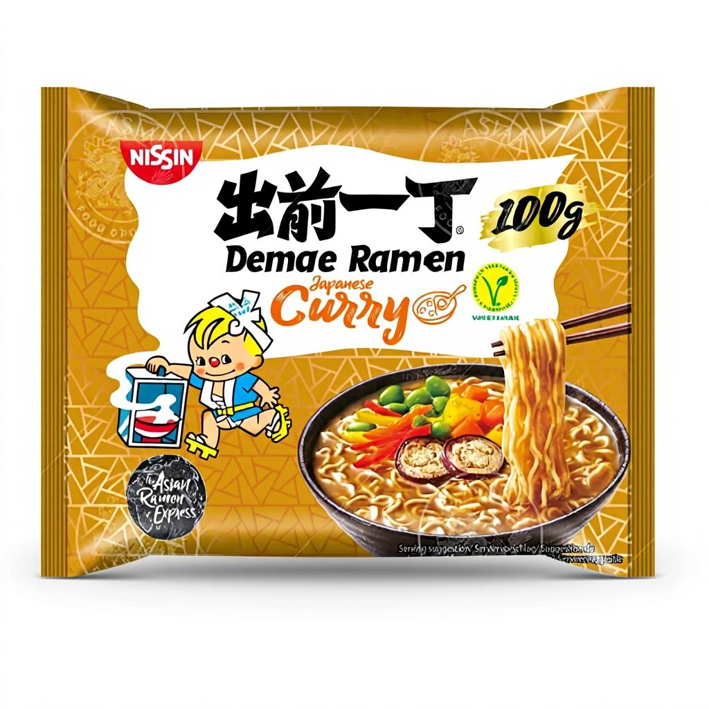 NISSIN Nouilles ramen instantanées Demae Curry japonais, 100 g