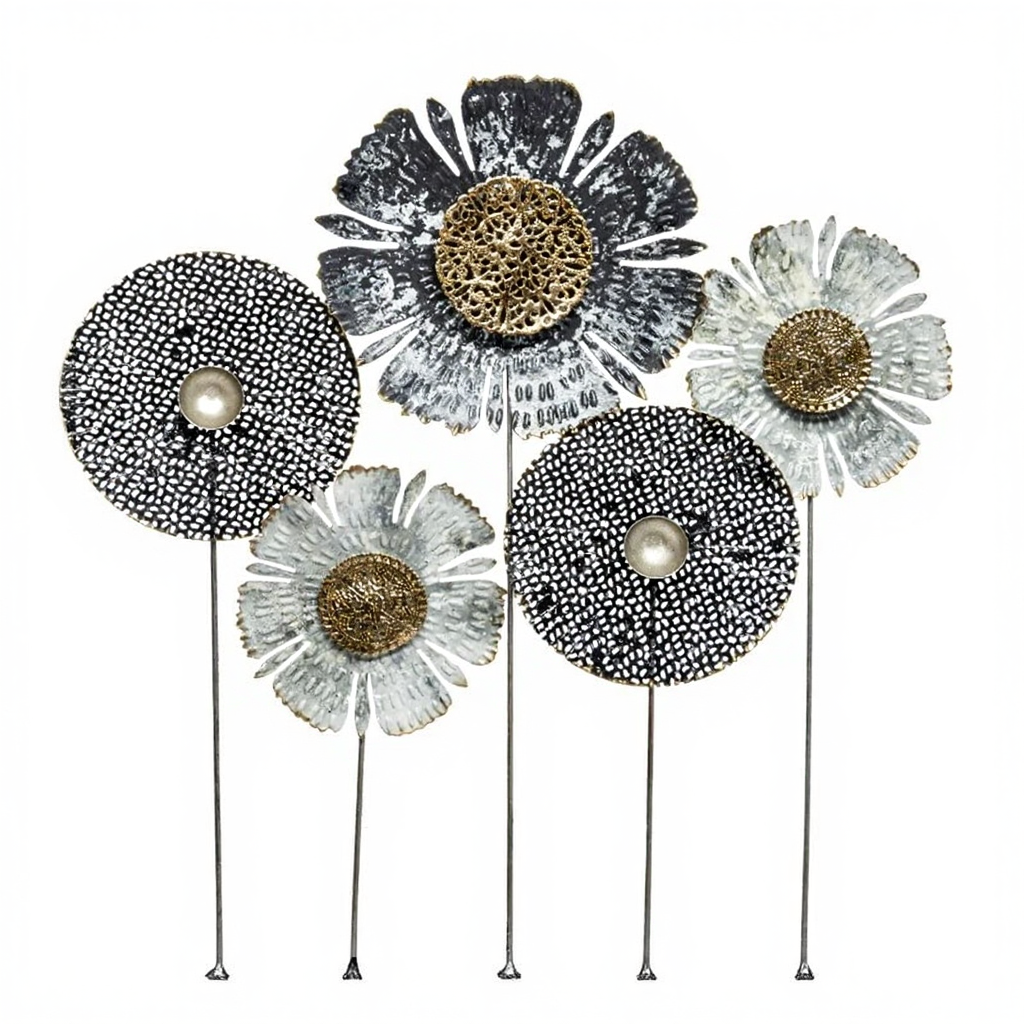 Atmosphera Fiore Décoration murale fleur en métal 50 x 50 cm