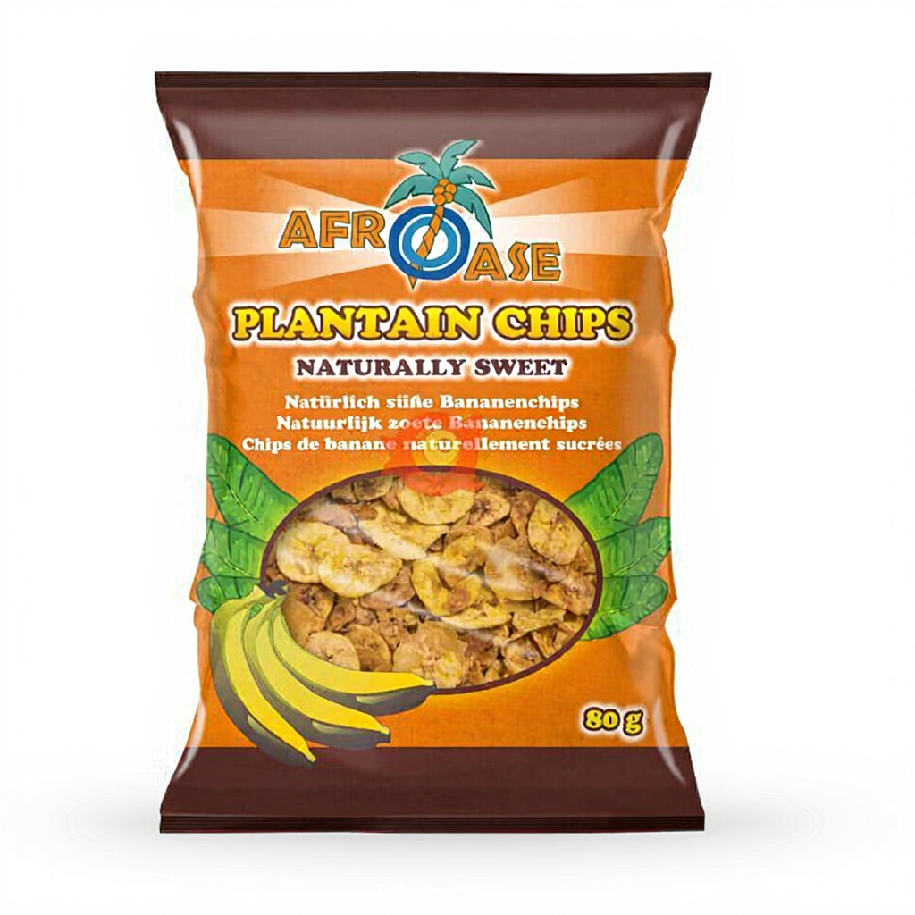 AFROASE Chips de plantain naturellement sucrées 80 g
