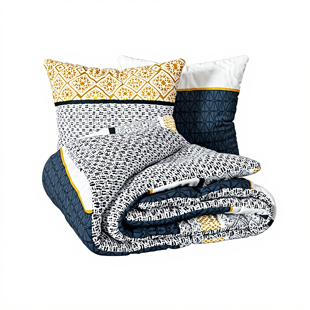 Atmosphera Parure de draps à rayures bleu - 260 x 240 cm