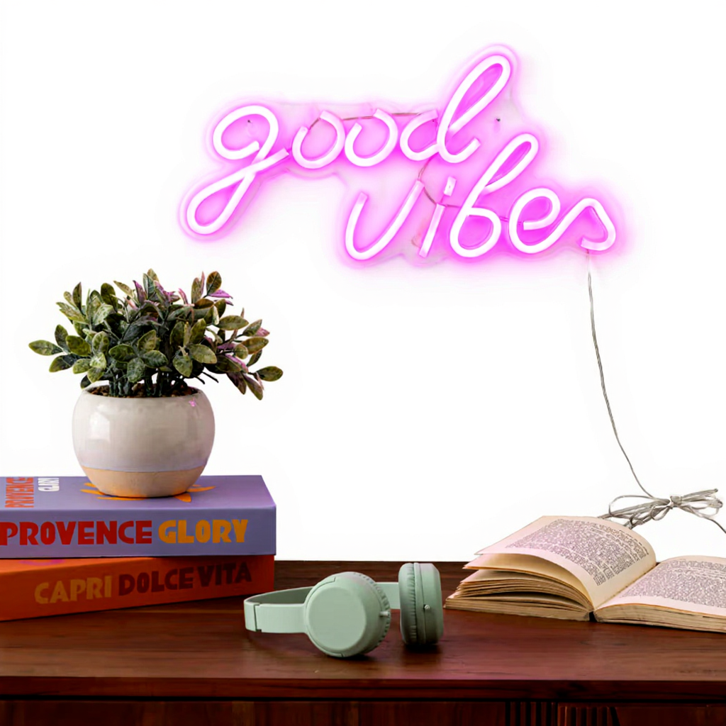 Atmosphera Néon mural LED Good Vibes - 40,5 x 1,6 x 20 cm