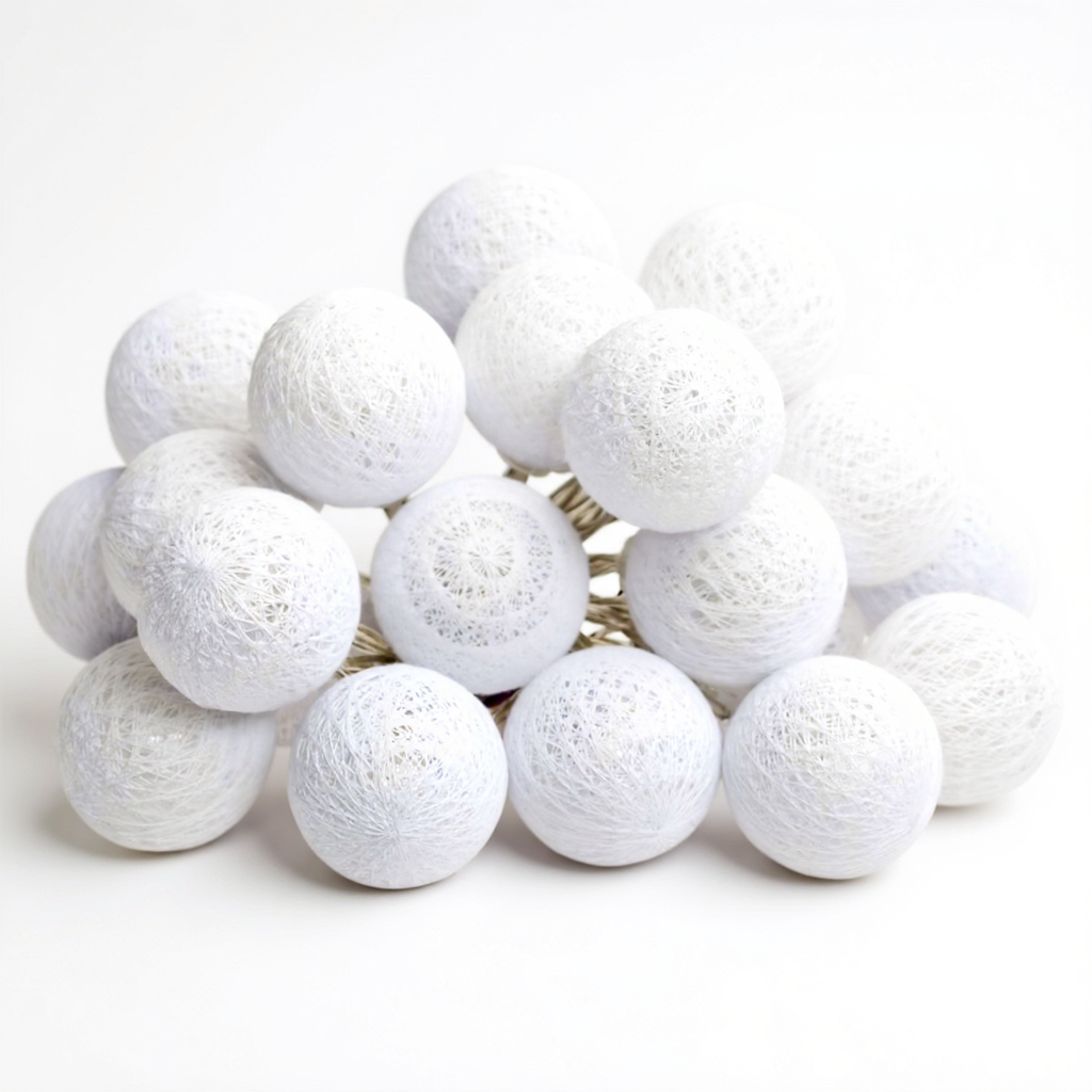 Guirlande LED sur secteur 20 boules Ø 6 cm blanche