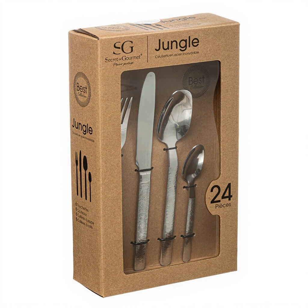 Secret de Gourmet Jungle Lot de couverts en inox - 24 pièces