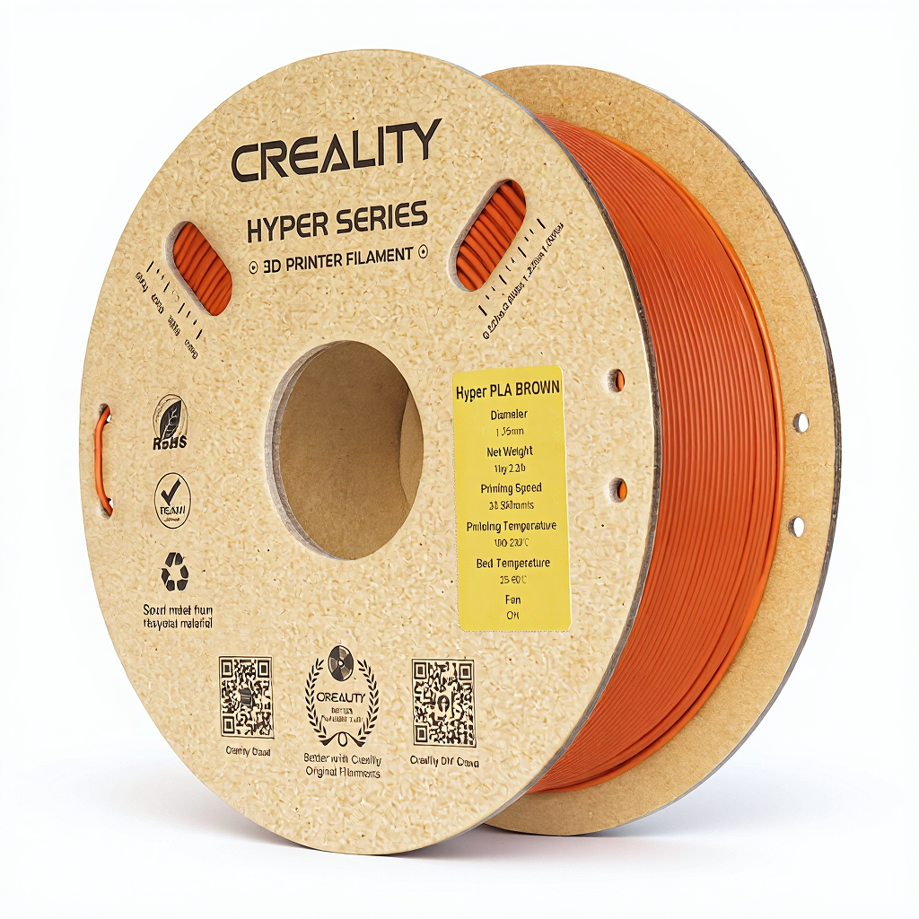 Creality Hyper PLA Marron 1 kg, impression rapide 30-600 mm/s, précision dimensionnelle +/- 0,02 mm, compatible avec la plupart des imprimantes 3D FDM, bobine 1 kg (2,2 lb)