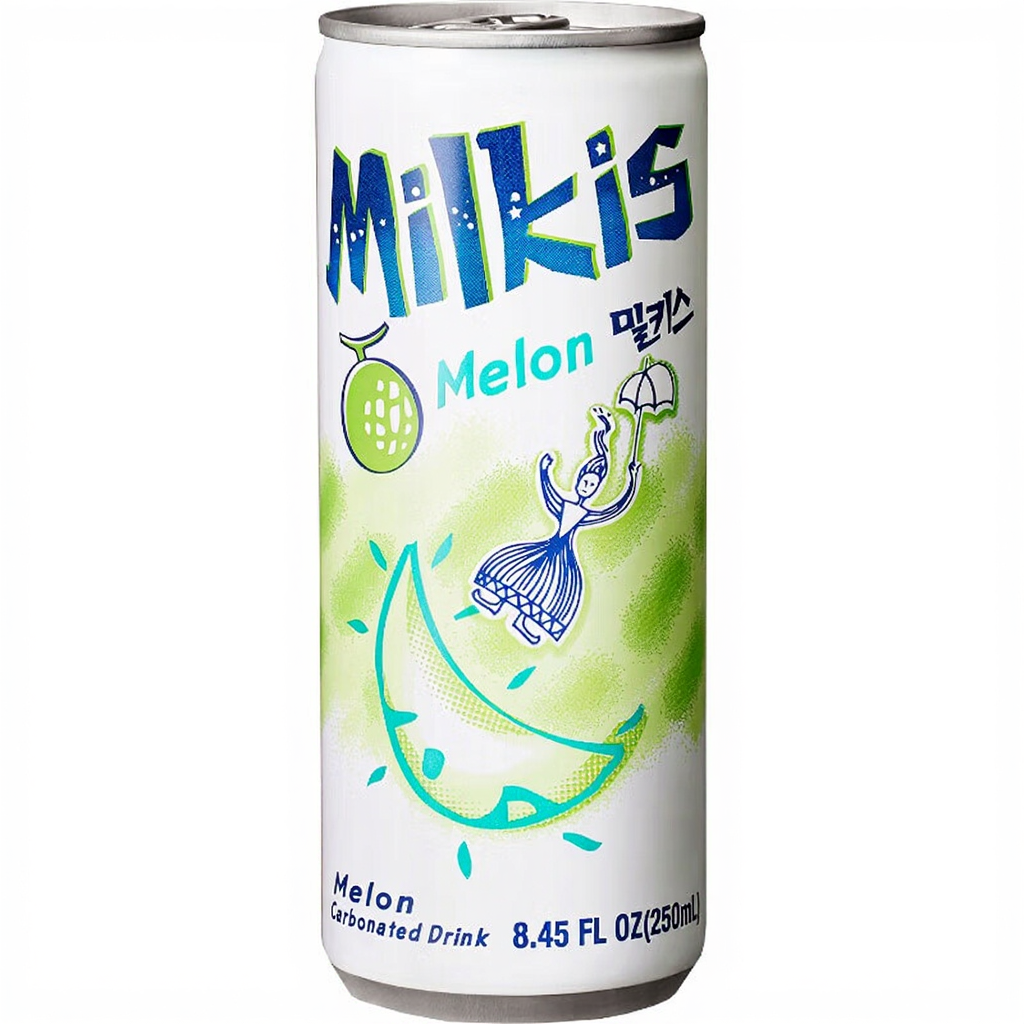 Lotte Milkis Boisson gazeuse au lait saveur melon - Lot de 30 x 250 ml