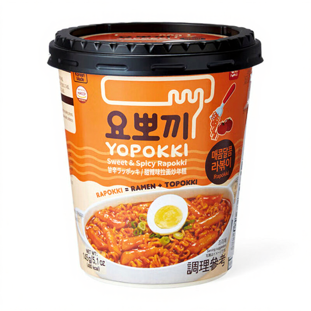 Yopokki gâteau de riz et ramen en bol saveur sucrée et épicée - 145 g