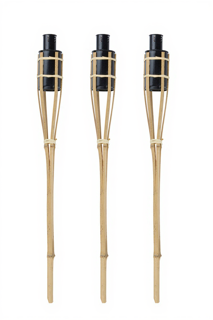 Articasa Torches de jardin - naturel - lot de 3 - 63 cm