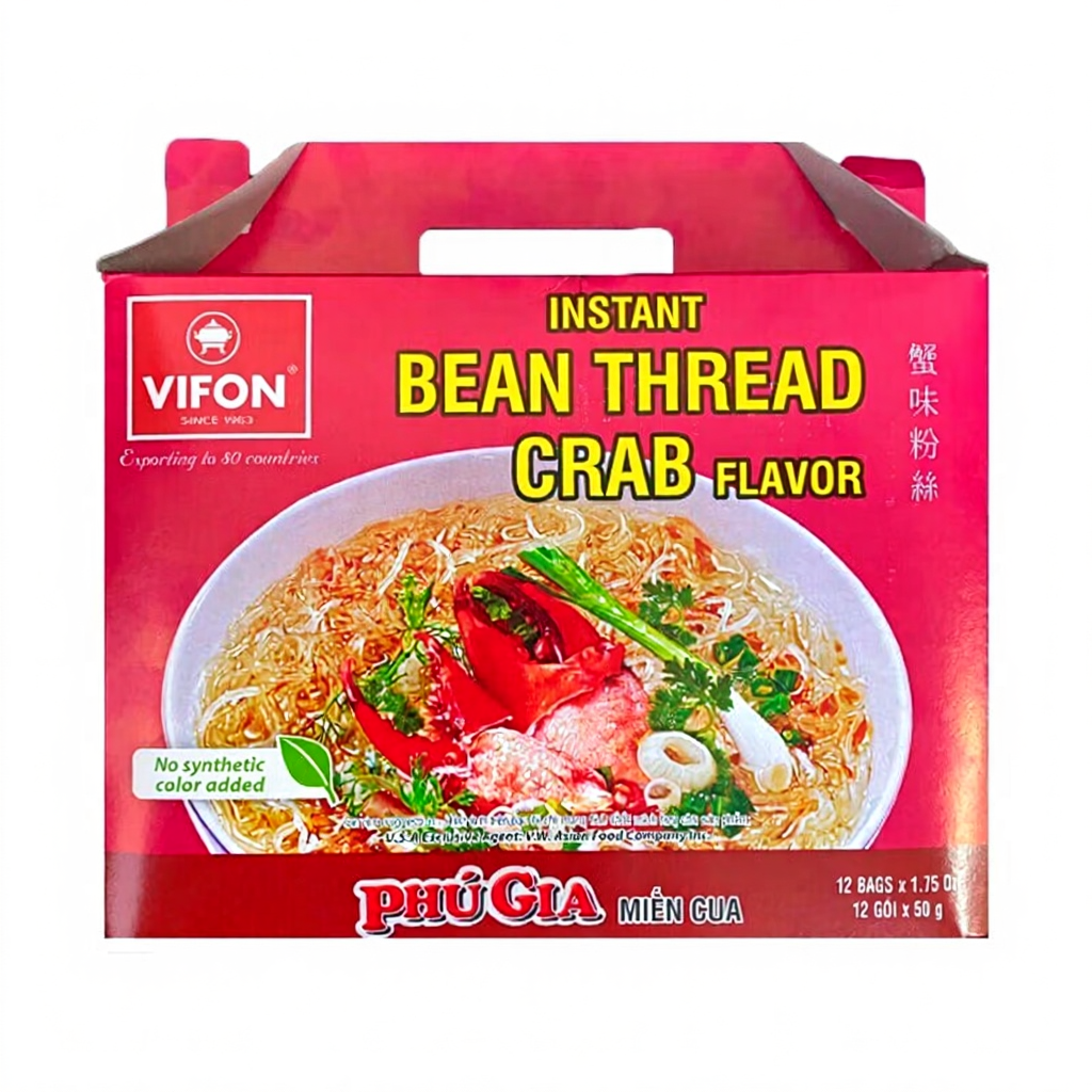 PHU GIA Vermicelles de Haricot Mungo Instantanés Saveur Crabe 12 x 50 g