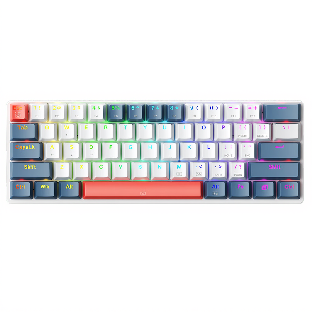MACHENIKE K500-B61 Clavier mécanique filaire 60 % avec switchs rouges et éclairage RGB - Disposition QWERTY US
