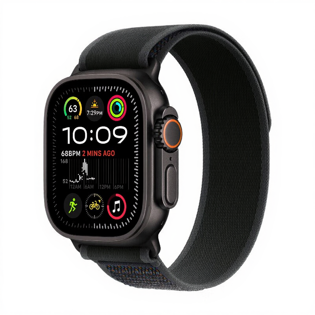 Apple Watch Ultra 2 Montre connectée avec boitier titane noir et bracelet trail noir - Taille M/L