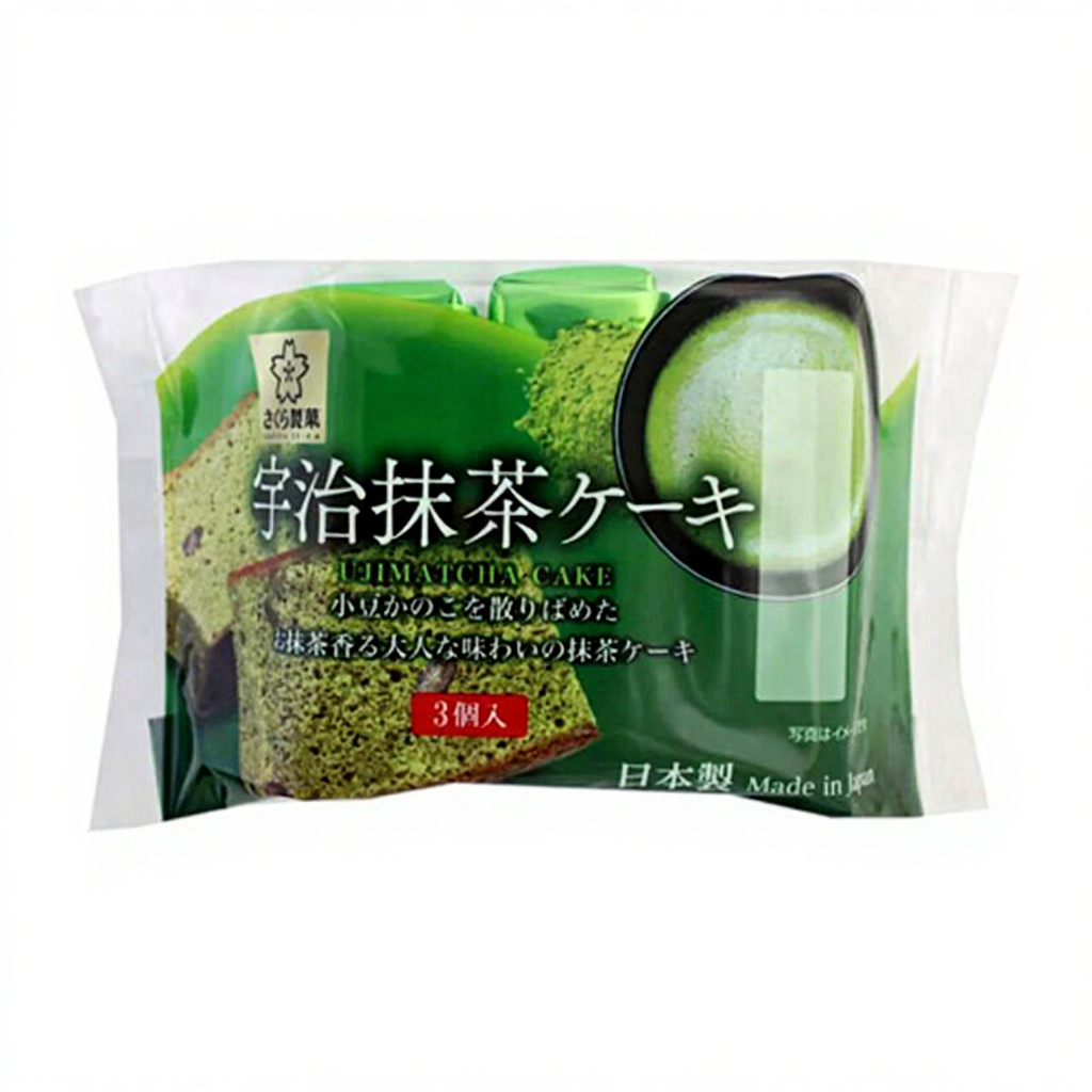 Sakura Seika Gâteau au matcha d'Uji - 3 pièces / 120 g