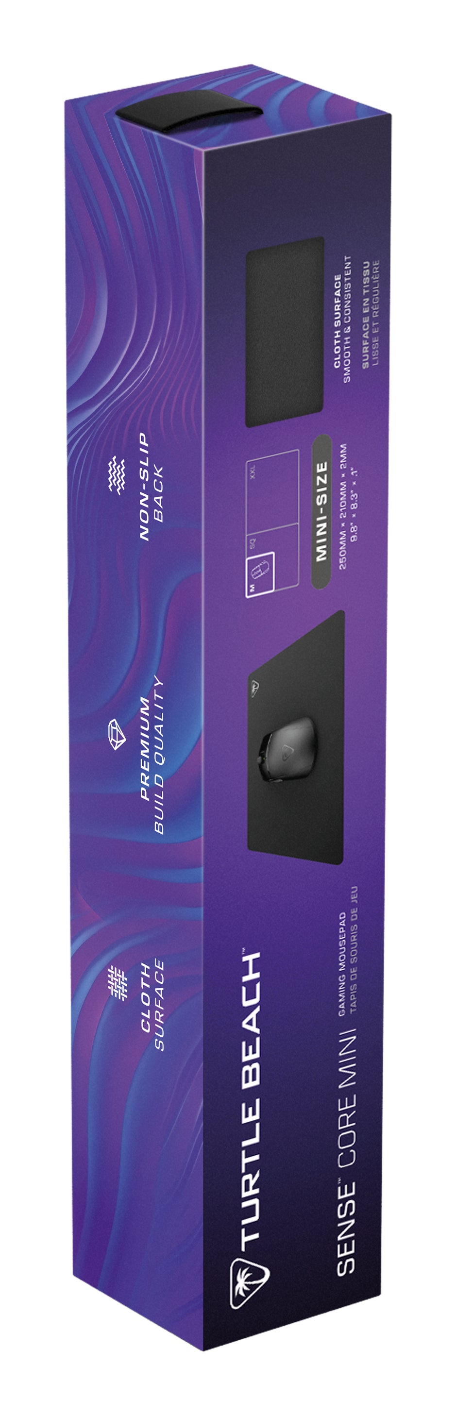 Turtle Beach Sense Core Mini Tapis de souris Gaming PC, Surface Tissu Micro-tissé, Base Caoutchouc Antidérapante, Noir