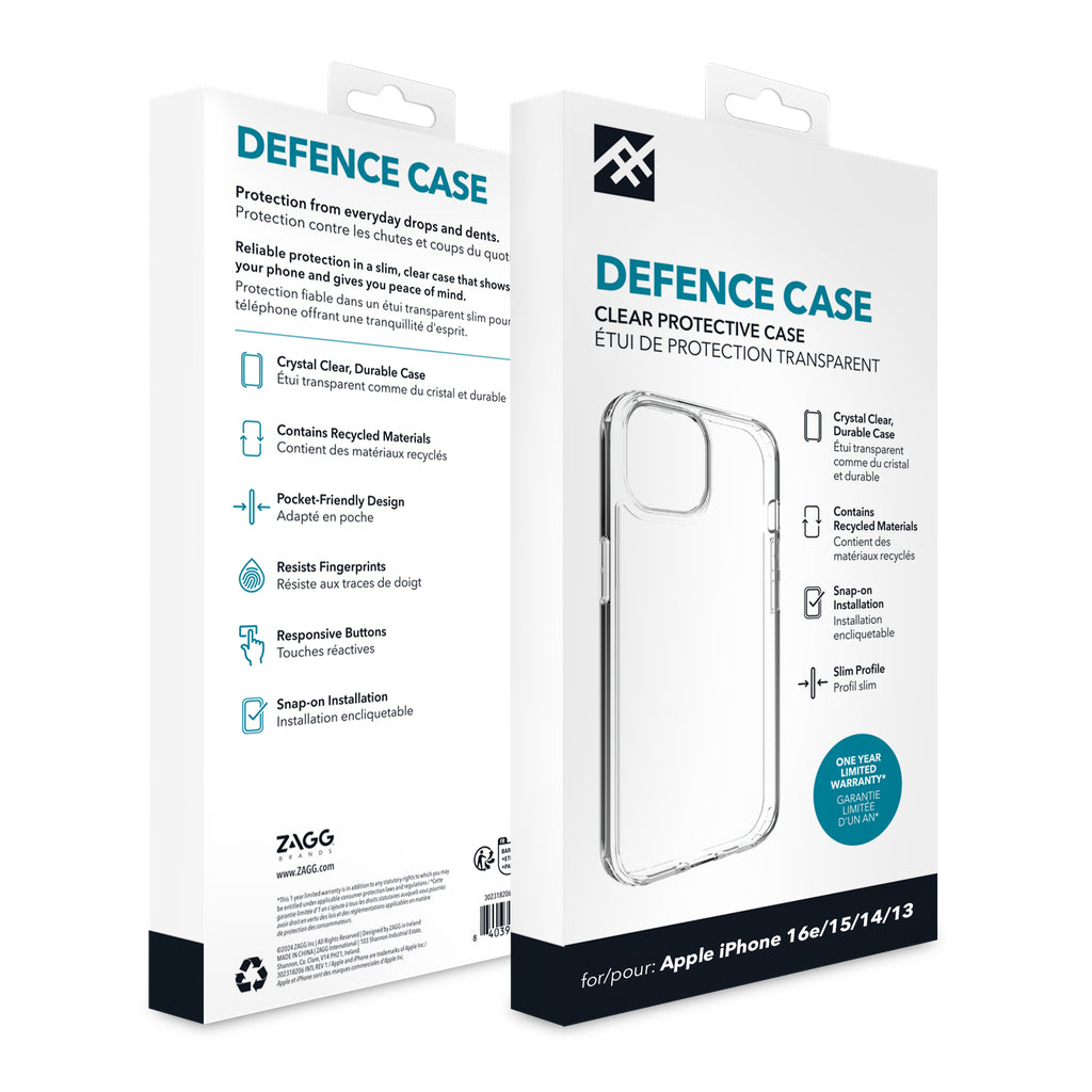 Coque de Protection Defence pour Téléphones 6.1" (15,5 cm), Housse Transparente
