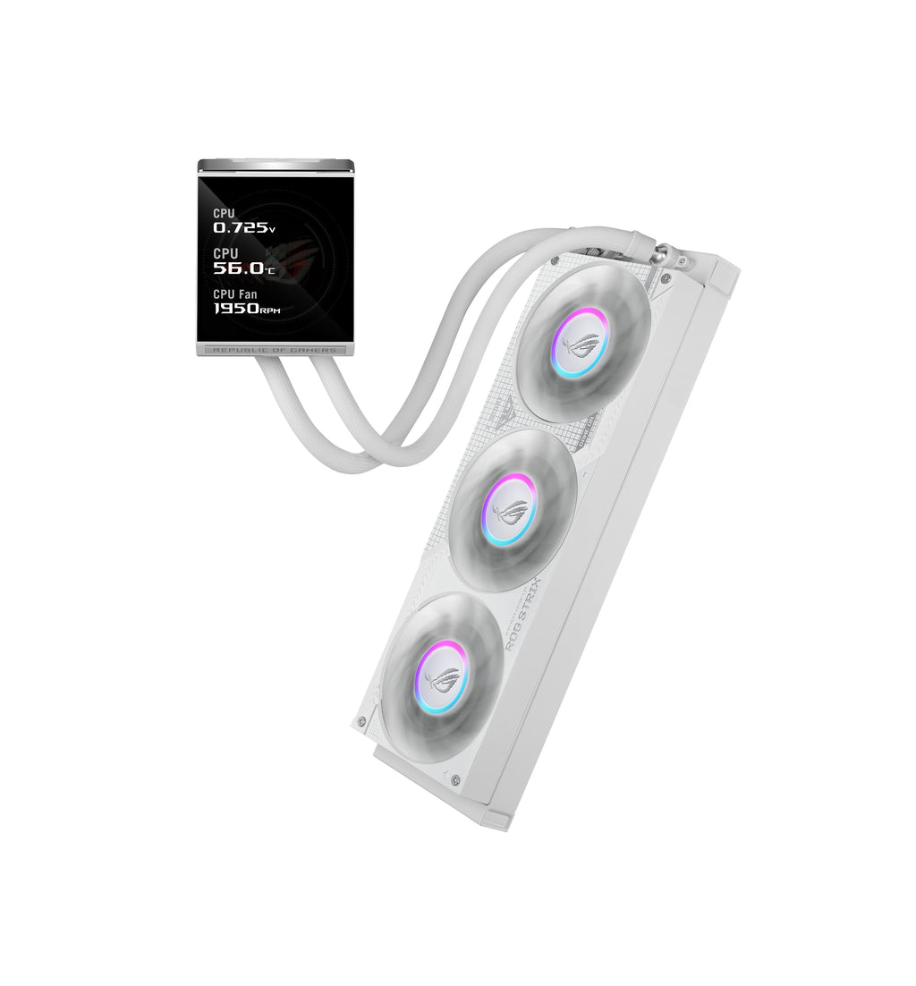 ASUS ROG Strix LC IV 360 ARGB LCD White Edition, Kit de Refroidissement Liquide, Ventilateurs 12 cm, Blanc