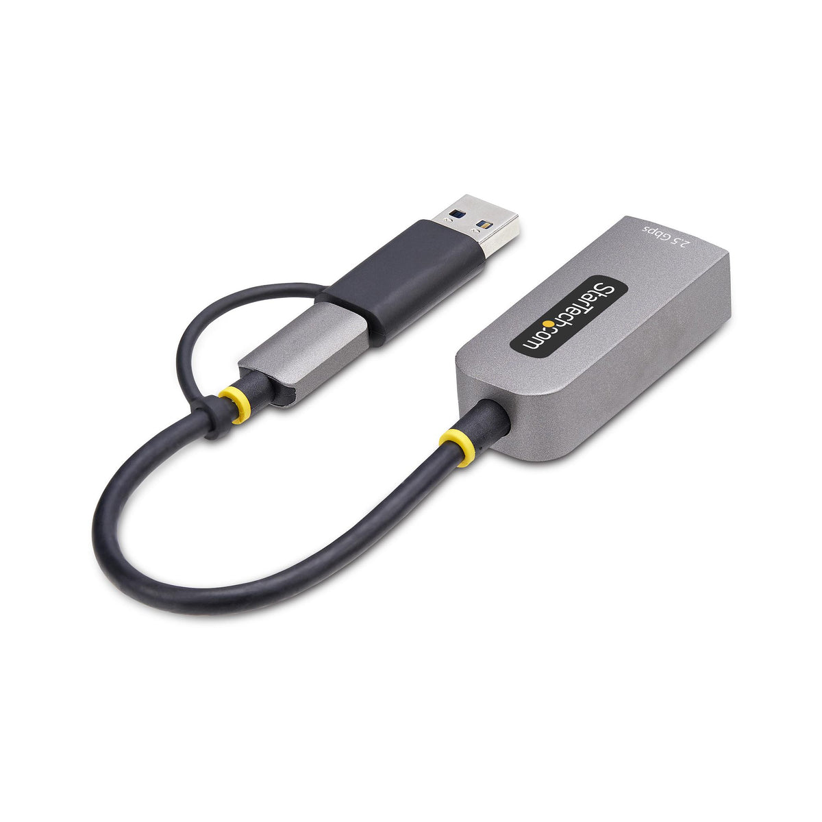 StarTech.com Adaptateur 2.5GbE USB-C vers Ethernet avec Convertisseur USB-A, NBASE-T NIC, USB 3.0 Type-C 2.5/1G Réseau Multi Speed, Compatible Thunderbolt, Windows &amp; Mac