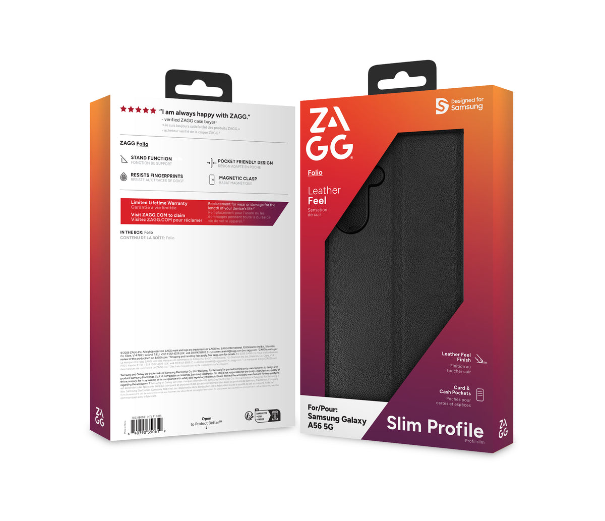 ZAGG Folio Coque de Protection pour Samsung Galaxy A56 5G, 6.7", Noir