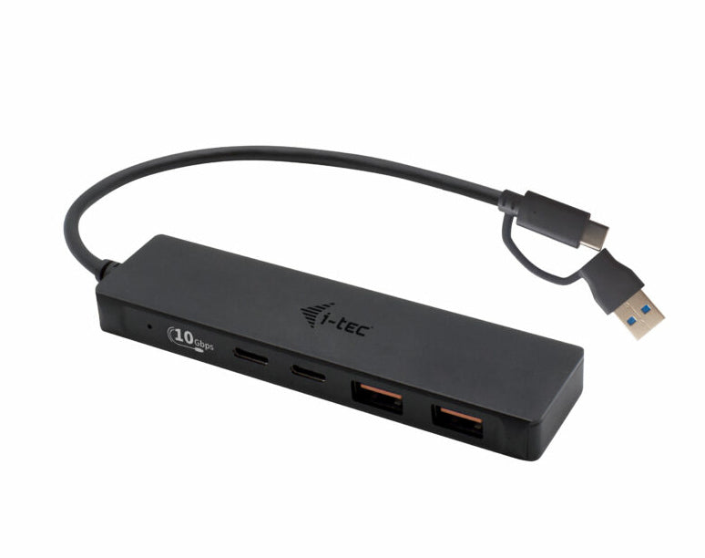 i-tec Metal C31HUBMETAL2A2C hub & concentrateur USB 3.2 Gen 1 (3.1 Gen 1) Type-C 10000 Mbit/s Noir