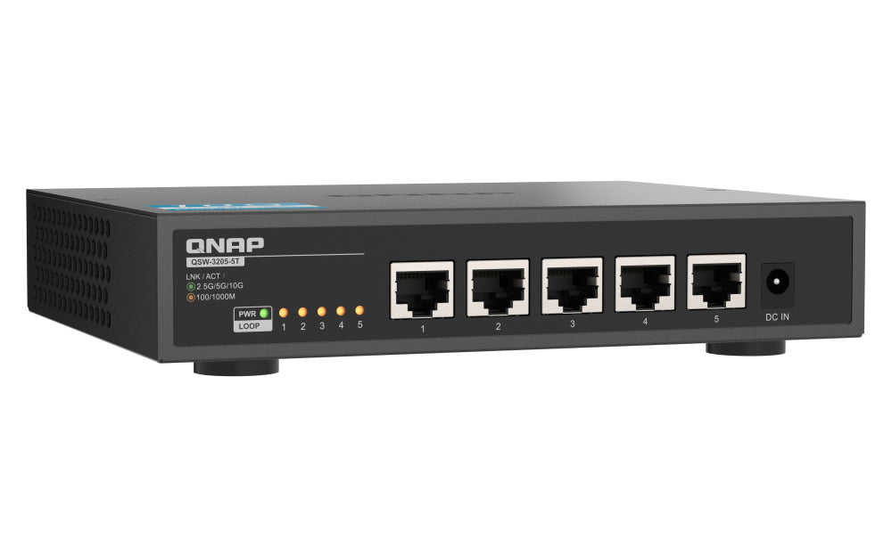 QNAP QSW-3205-5T Commutateur Réseau Non-géré 10G Ethernet 5 Ports, Noir