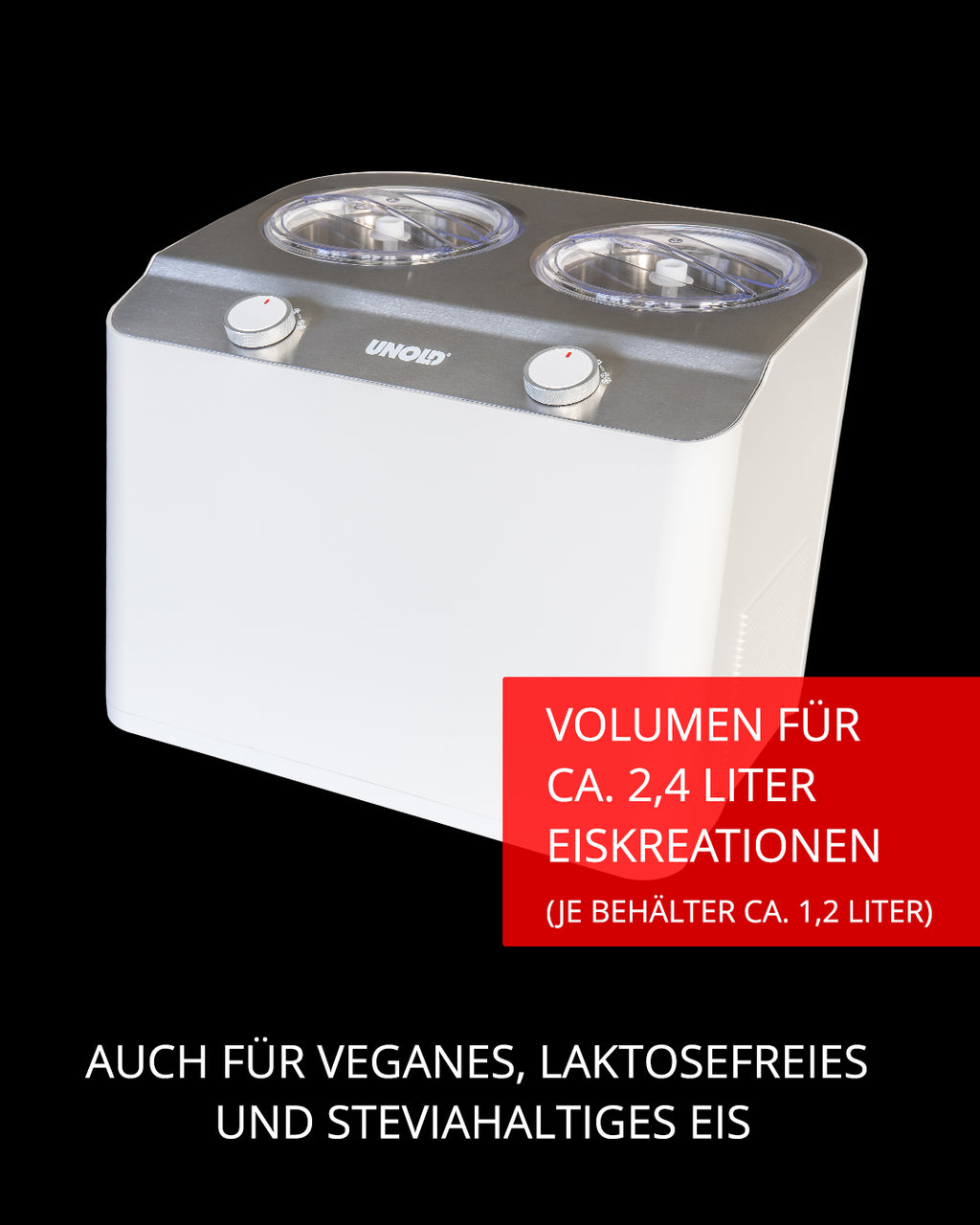 Unold Doppio Compresseur pour sorbetière 2,4 L 250 W Acier satin, Blanc