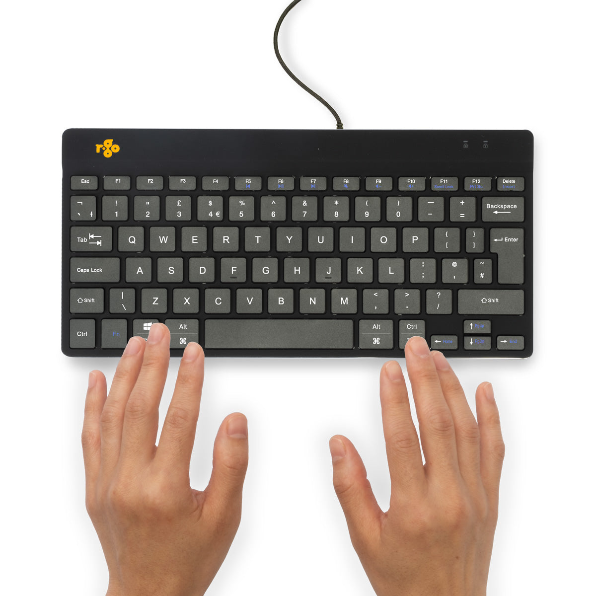 R-Go Tools Clavier ergonomique R-Go Compact Break, clavier compact avec logiciel de pause,QWERTY (UK), Filaire, noir