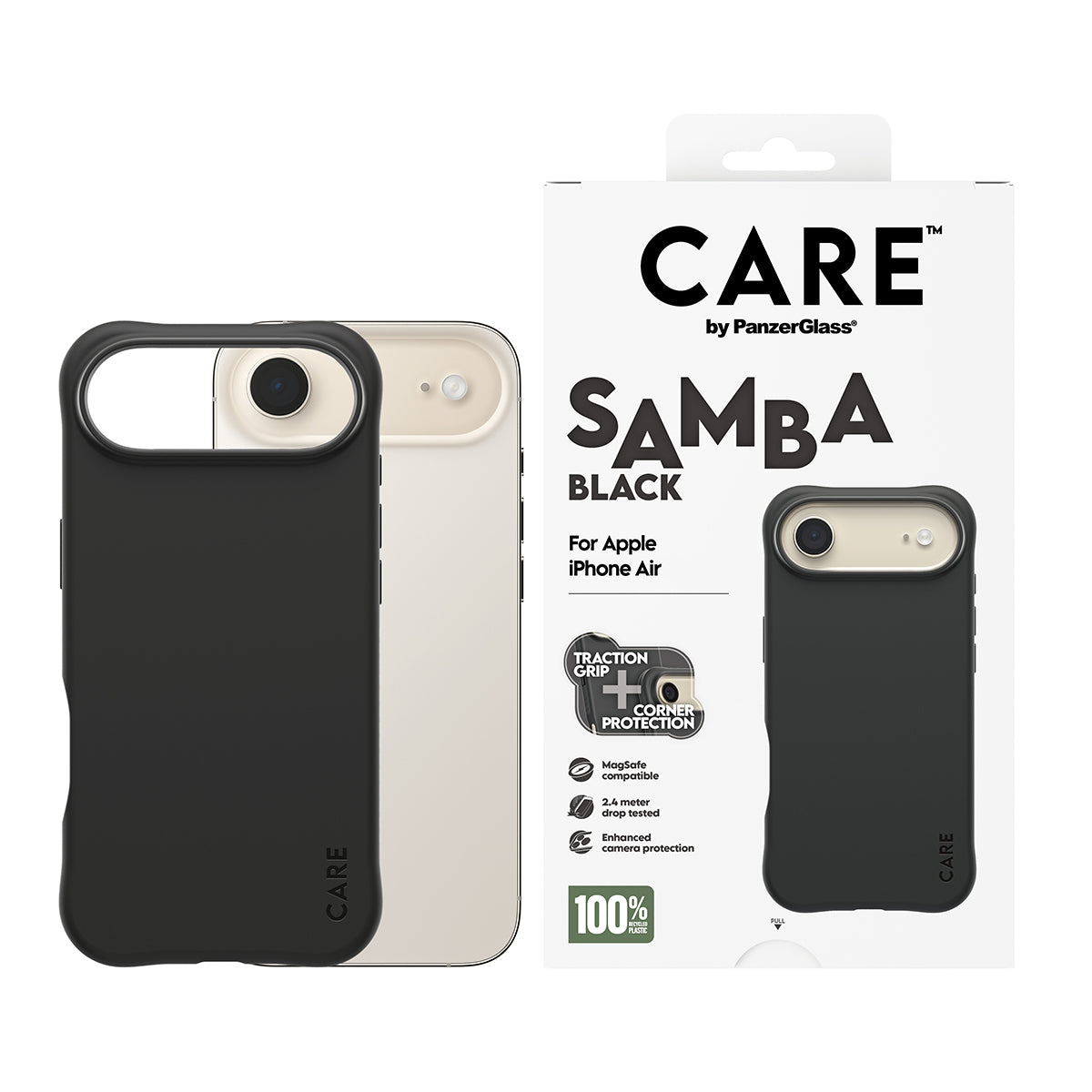 PanzerGlass CARE Samba Case Noir avec MagSafe pour iPhone Air, Coque de Protection