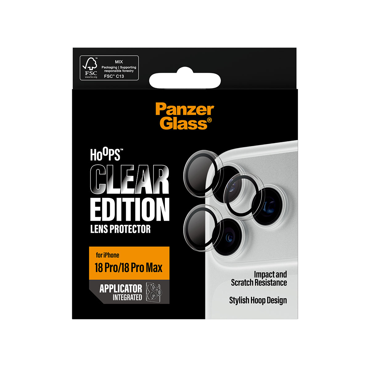 PanzerGlass ® Hoops® Camera Lens Protector Transparent iPhone 2026 Pro | 2026 Pro Max Protection d'écran transparent 1 p