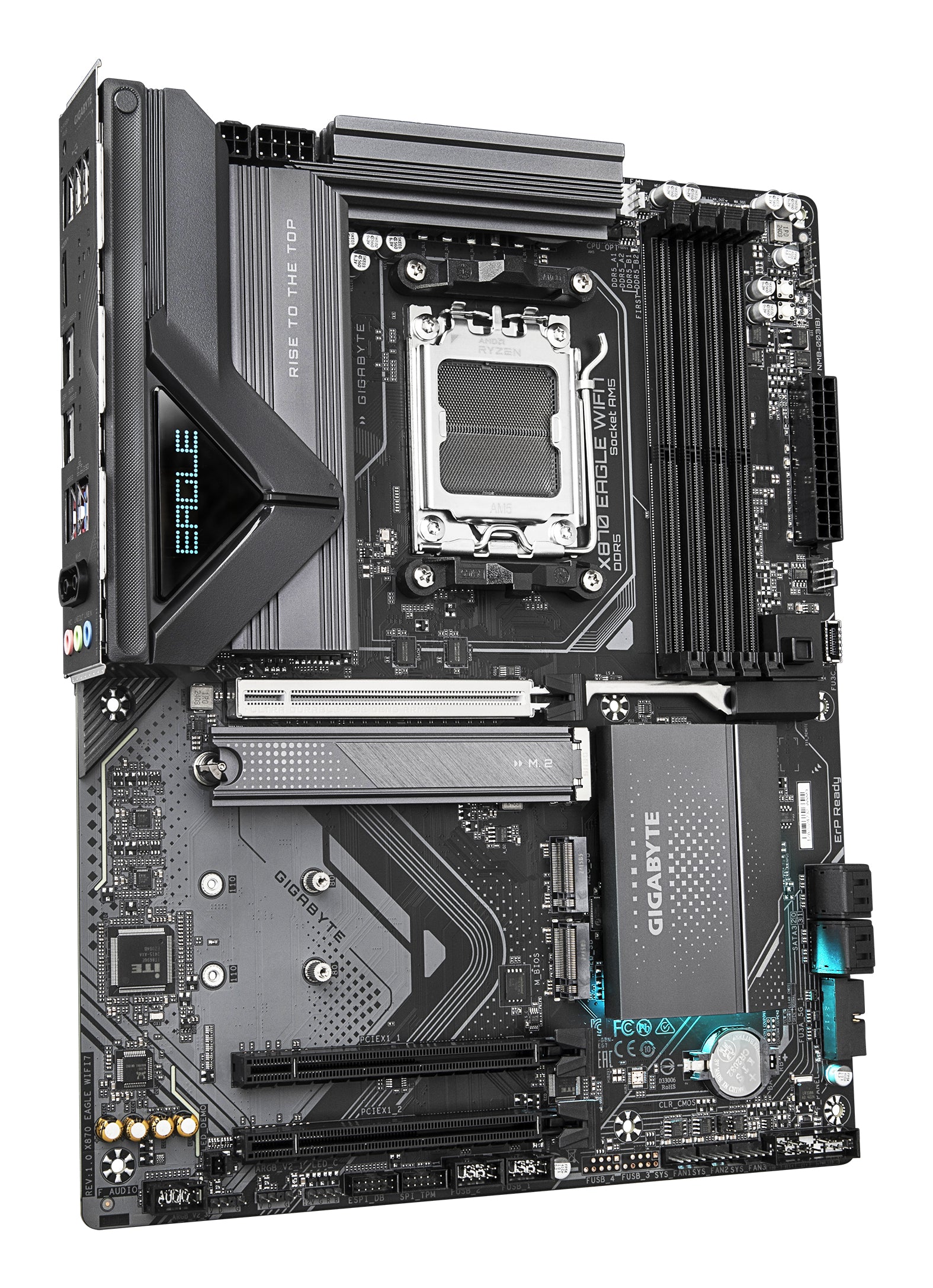 GIGABYTE X870 EAGLE WIFI7 Carte Mère - Prend en charge les processeurs AMD Ryzen 9000, 14+2+2 phases VRM, jusqu'à 8000MHz DDR5 (OC), 1xPCIe 5.0 + 2xPCIe 4.0, Wi-Fi 7, LAN 2,5GbE, USB 4