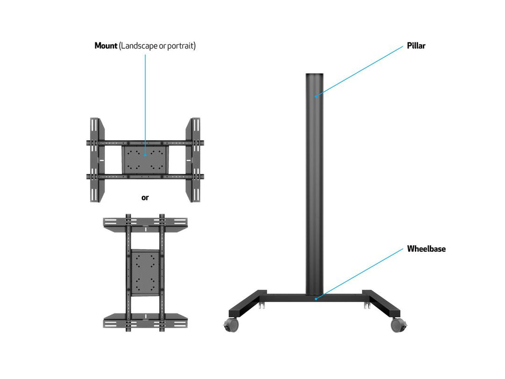 Support de Montage pour Affichages de Messages 160 cm (63") Noir