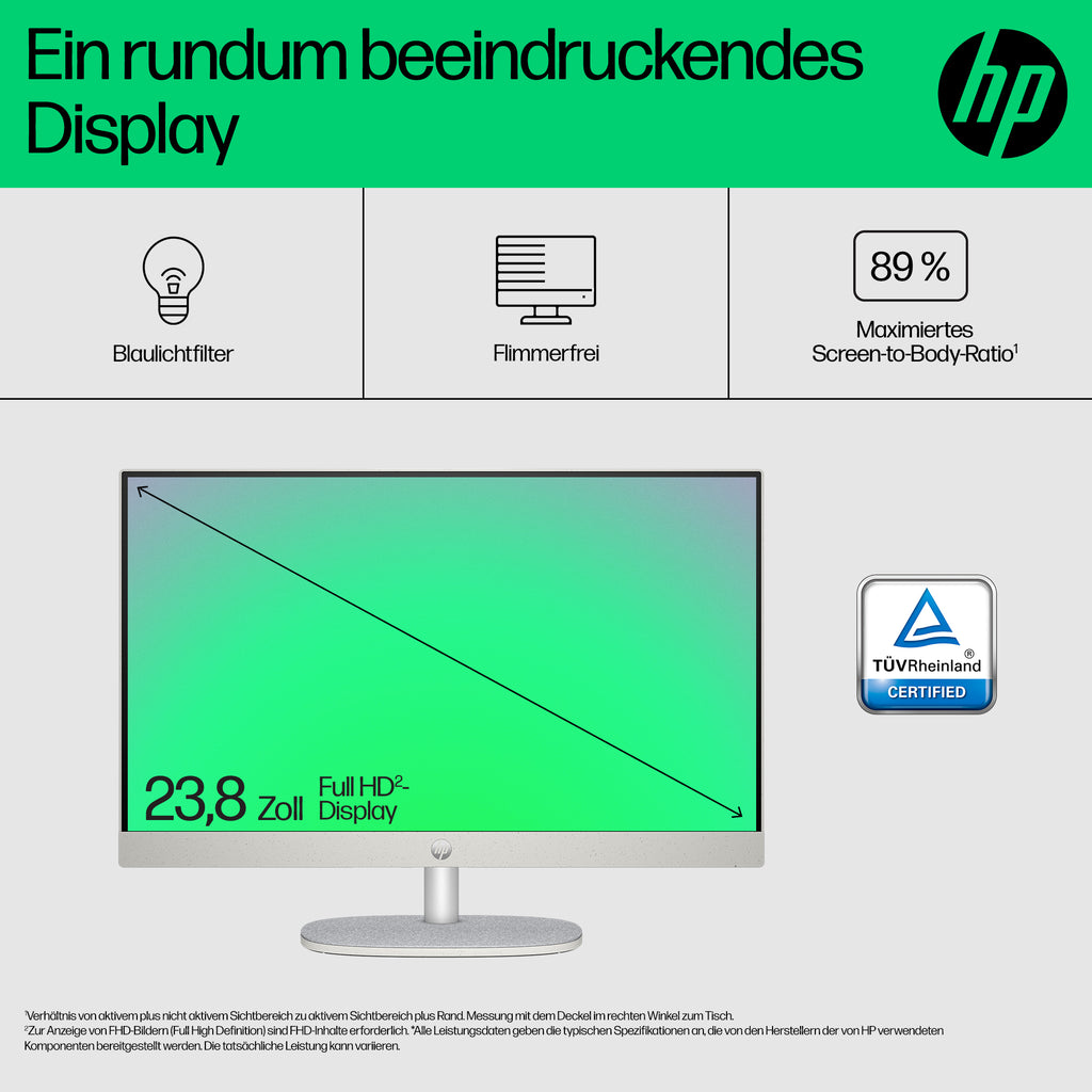 HP All-in-One Touch PC 24-cr0241ng, Écran Tactile 60,5 cm (23,8"), Intel Core i3 N300, 8GB RAM, 512GB SSD, Windows 11