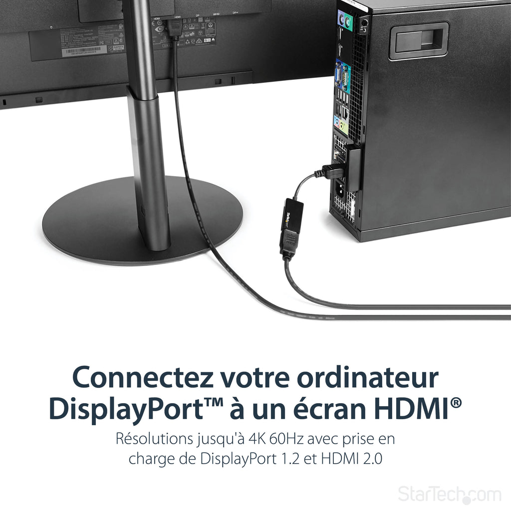 StarTech.com Adaptateur DisplayPort vers HDMI M/F Ultra HD 4K 60 Hz - Noir