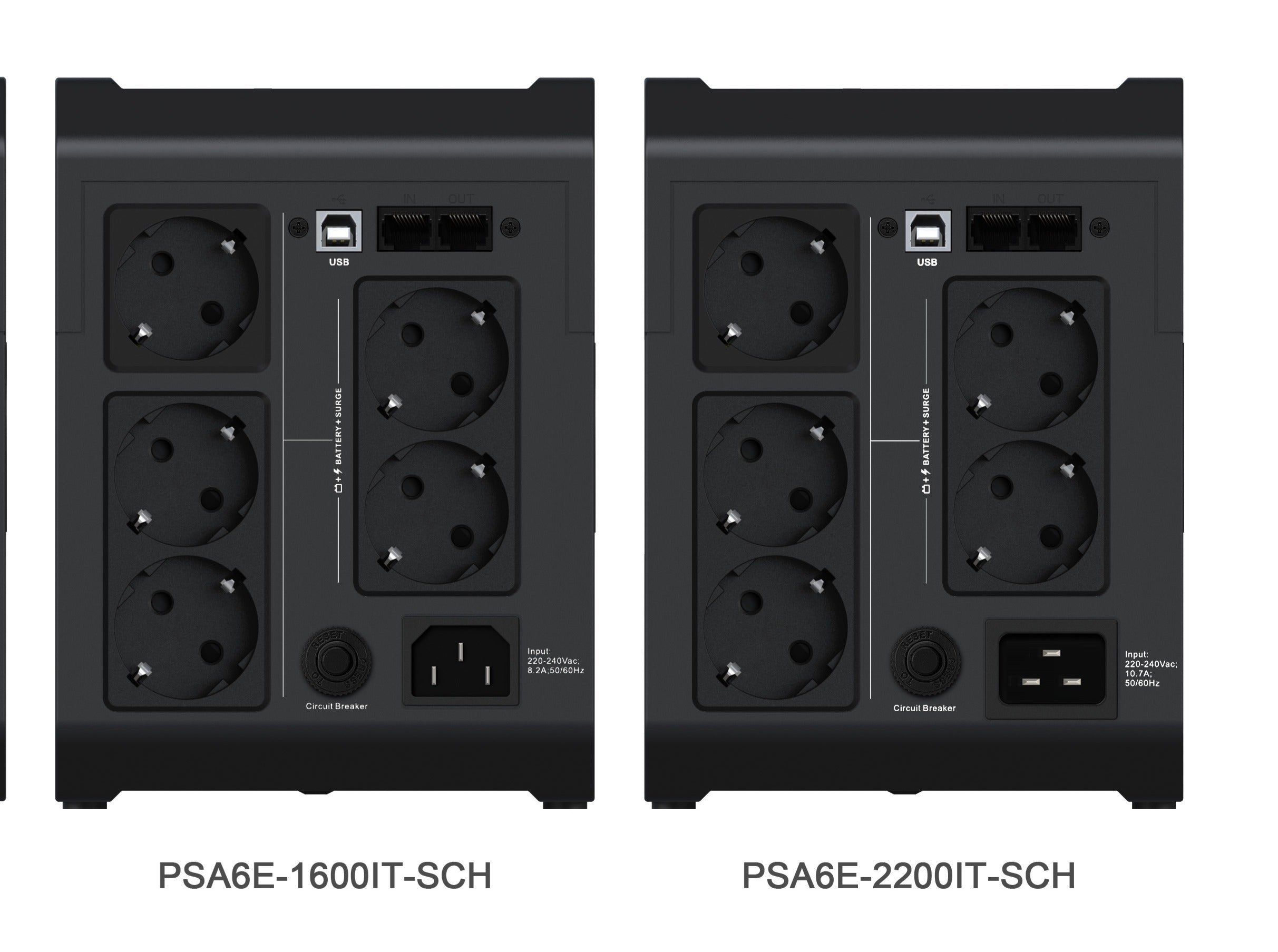 Vertiv PowerUPS 200 Essential PSA6E-1600IT-SCH, 1 600 VA/925 W, AVR, batteries remplaçables par l’utilisateur, batterie de secours, 5 prises Schuko, garantie deux ans