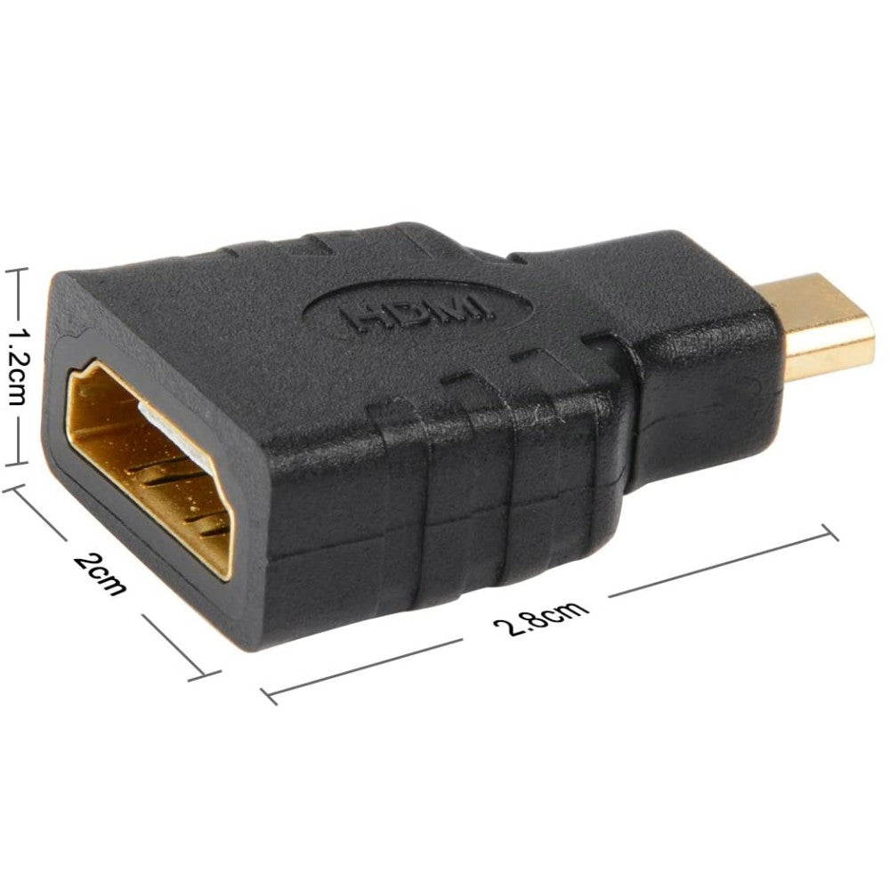 Adaptateur Micro HDMI vers HDMI Mâle/Femelle, Connecteurs Plaqués Or, Noir