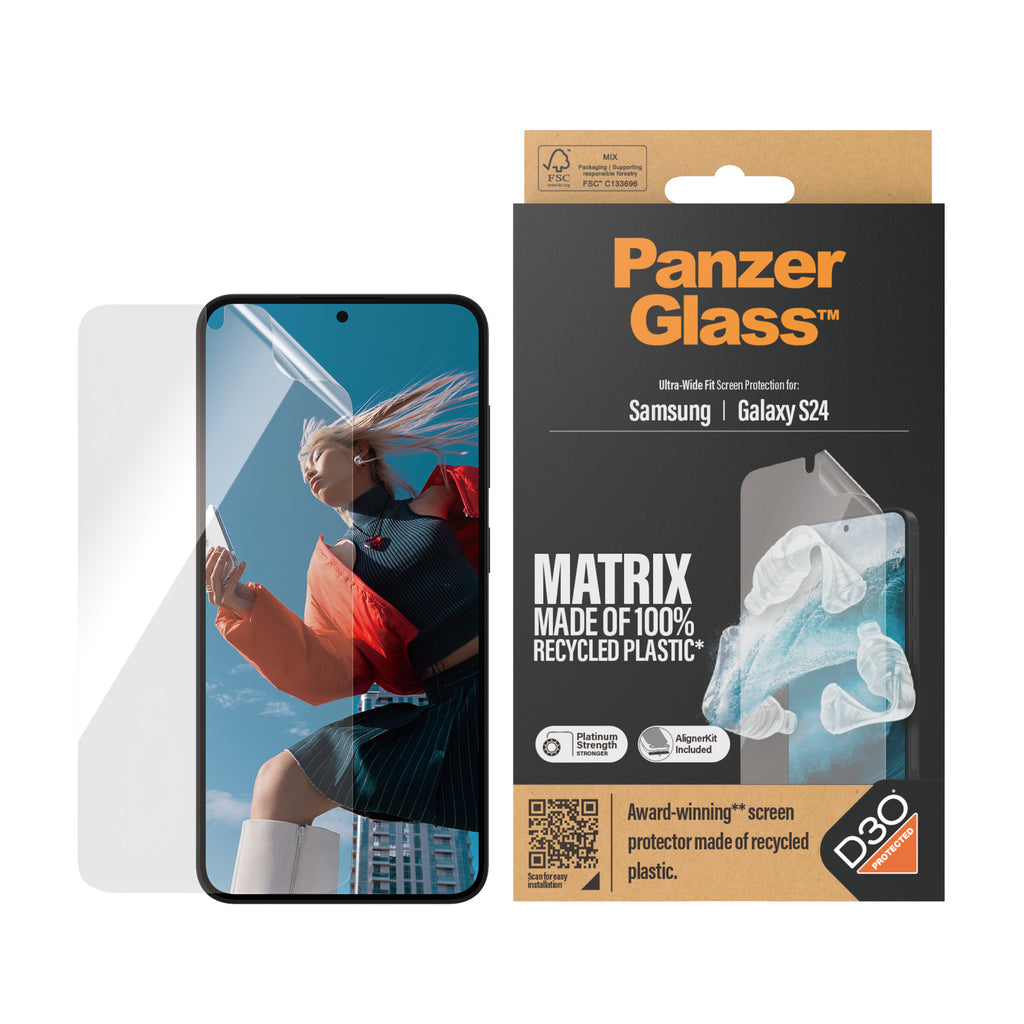 PanzerGlass PanzerGlass ® ECO MATRIX Screen Protector with D3O® Samsung Galaxy S24 | Ultra-Wide Fit w. AlignerKit Protection d'écran transparent 1 pièce(s)