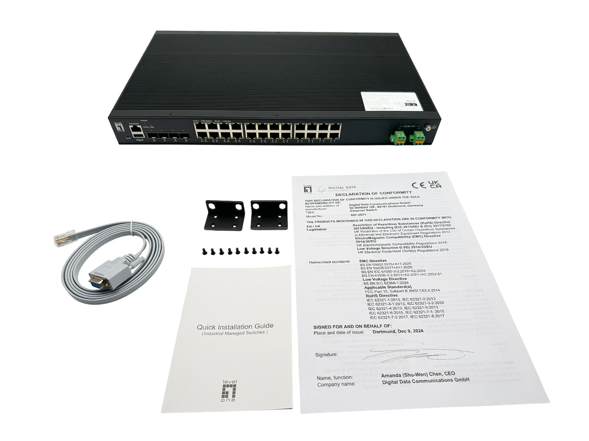 LevelOne IXP-2871 Commutateur Réseau Géré L2+ Gigabit Ethernet PoE Noir