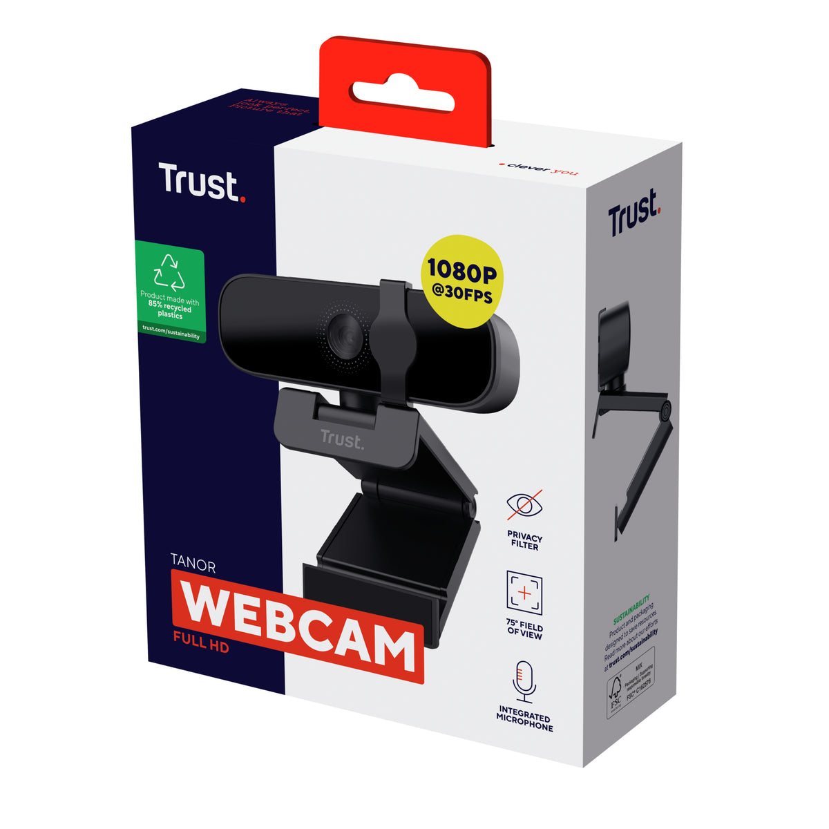 Trust Tanor webcam 1920 x 1080 pixels USB Noir - vue 8