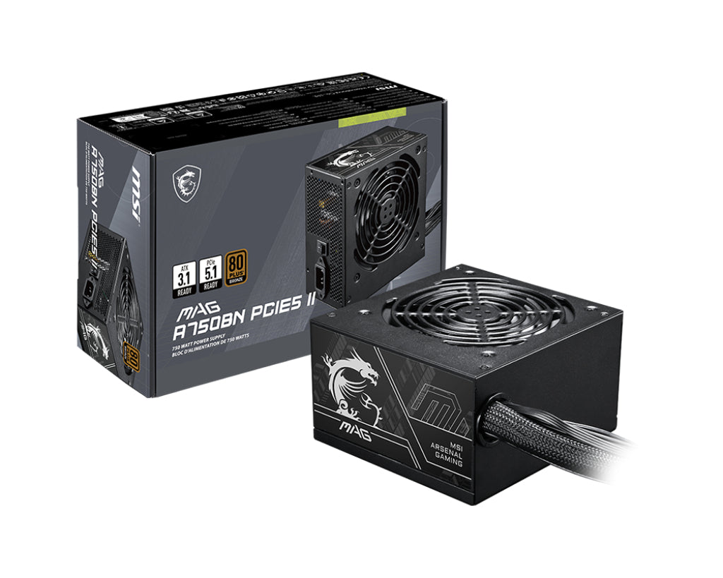 MSI MAG A750BN PCIE5 II unité d'alimentation d'énergie 750 W 24-pin ATX ATX Noir - vue 5
