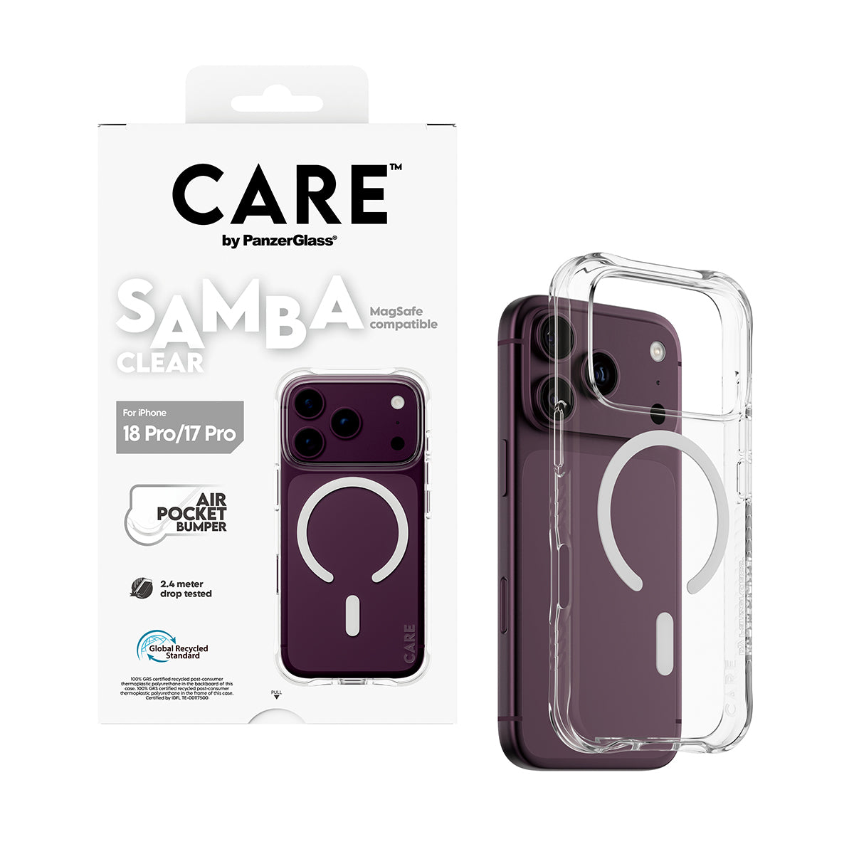 PanzerGlass CARE™ by ® Samba Case Transparent w. White MagSafe iPhone 2026 Pro | 17 Pro coque de protection pour télépho