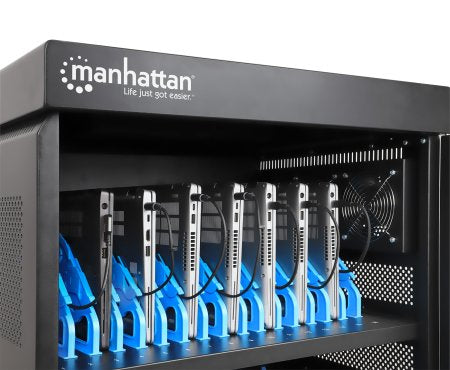 Manhattan Chariot de charge (armoire) 32 appareils, charge via adaptateurs secteur (EU) internes (installer les câbles d